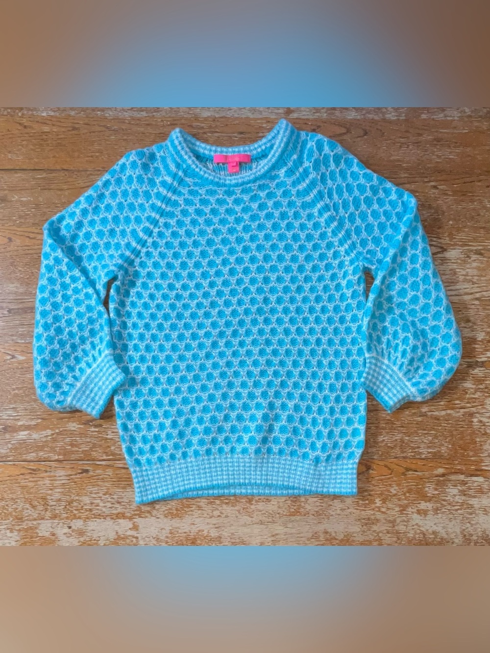 Lilly Pulitzer Corabelle Sweater Turquoise Shore Honeycomb size medium